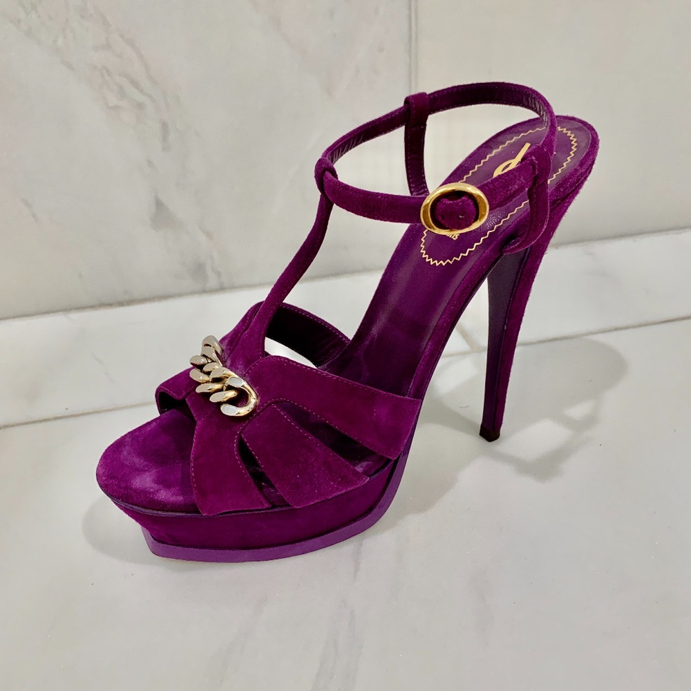 YSL Yves Saint Laurent Tribute Heels in Purple 40 - Picture 1 of 7